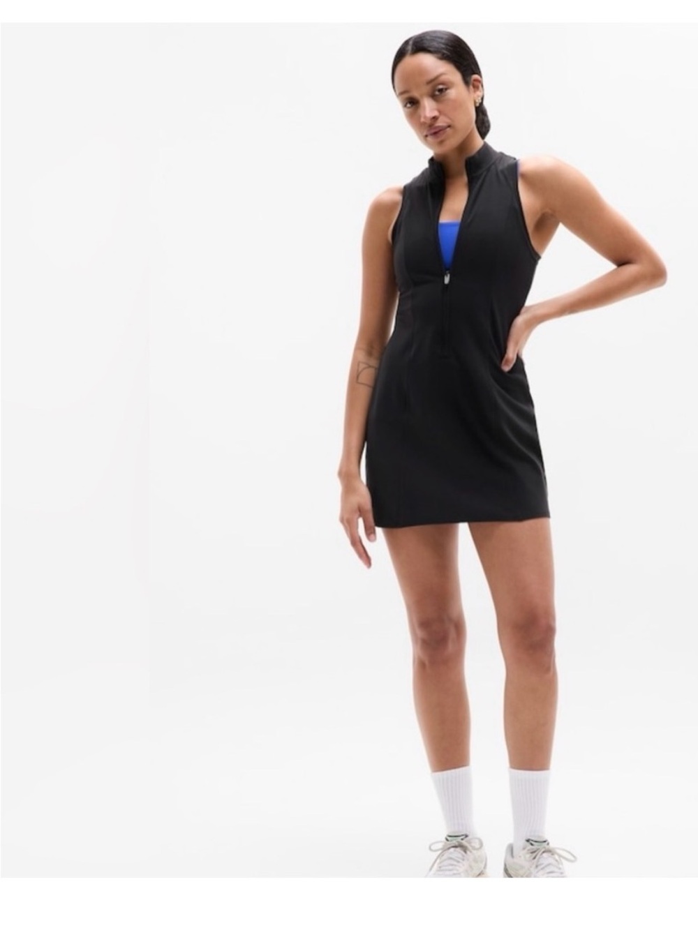 Athleta Zip-Up Performance Sleeveless Athletic Dress. Black. NWT. Large Tall